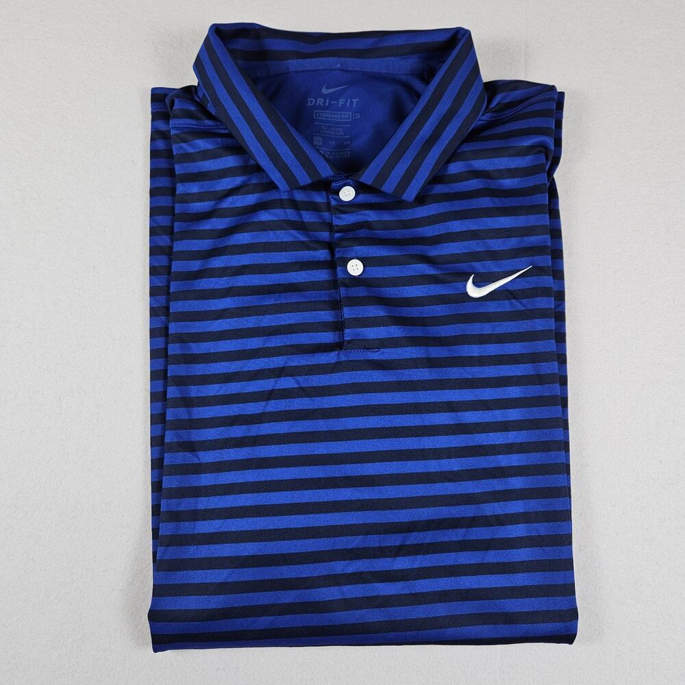 Nike Logo Polo Shirt Men XXL Stripe Dri-Fit Stretch Golf Performance CU9858 Logo - Picture 11 of 11